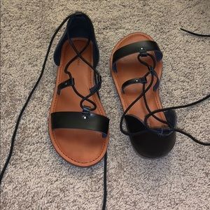 Strapped ankle flats